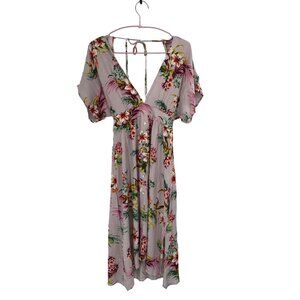 NWT LOVESTICH V NECK FLORAL BOHO MIDI DRESS SIZE SMALL